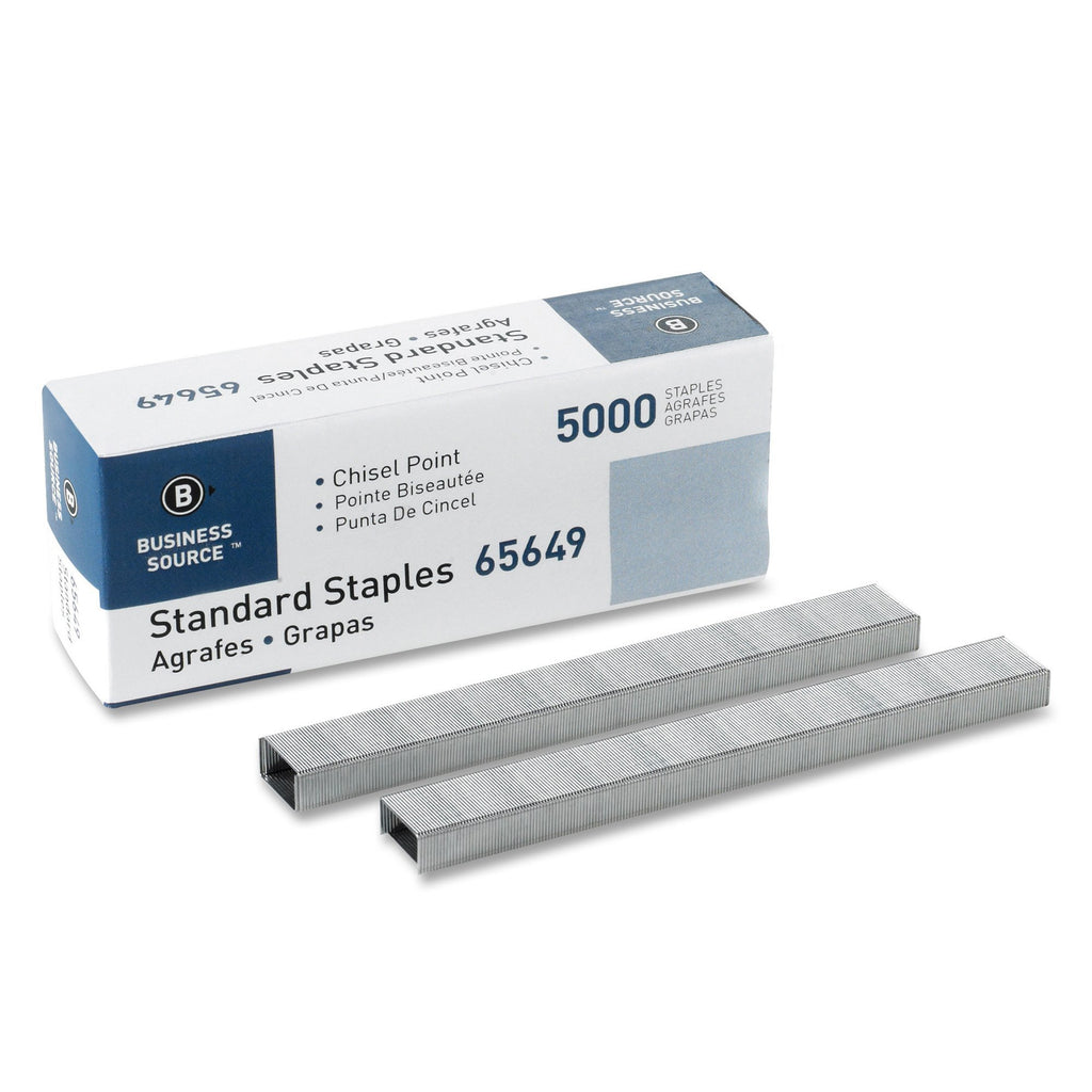 Business Source Chisel Point Standard Staples - Box of 5000 (65649), Silver 1