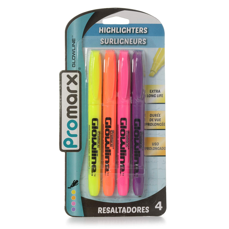 Promarx Pocket Stick Highlighters, Assorted Colors, 4 Count (HS07-LPCB04-48)