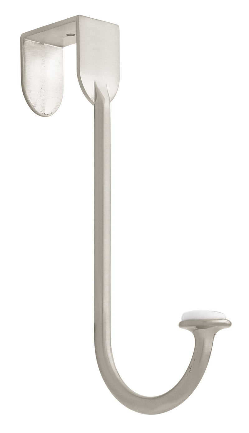 Liberty BBF430Z-SN-U Single Over-the-Door Hook, Satin Nickel Single Over the Door Hook with Ceramic Insert