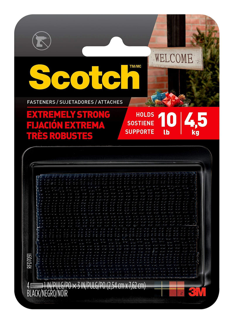 Scotch RFD7091 Interlocking Fasteners Strips, 4, Black, 2 count