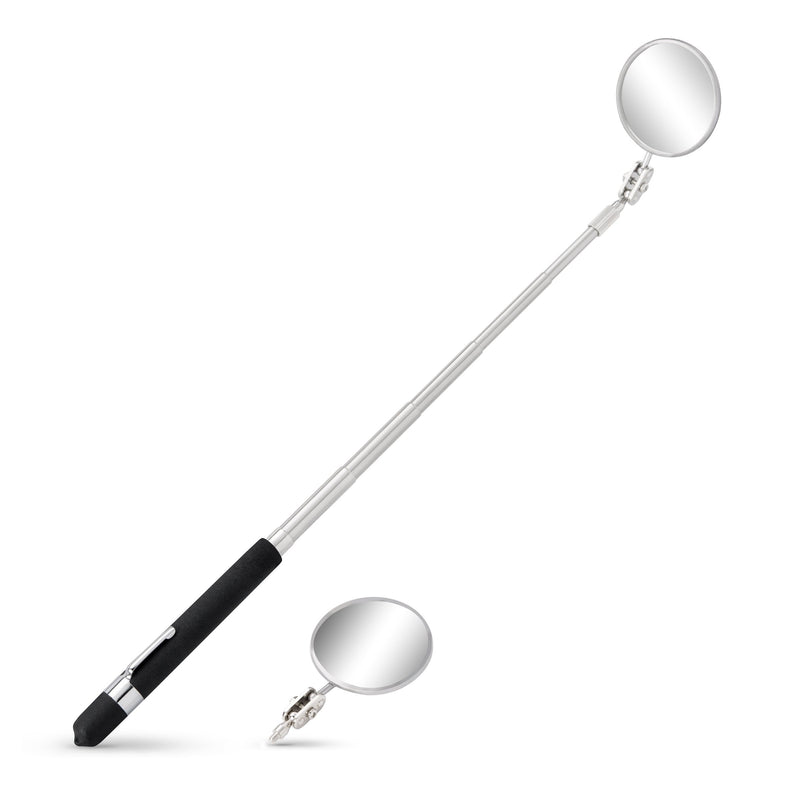 TOOLUXE 20734L Telescoping Inspection Mirror | 30" Retractable Handle | Includes Two 2-1/4" Glass Mirrors Mirror Set