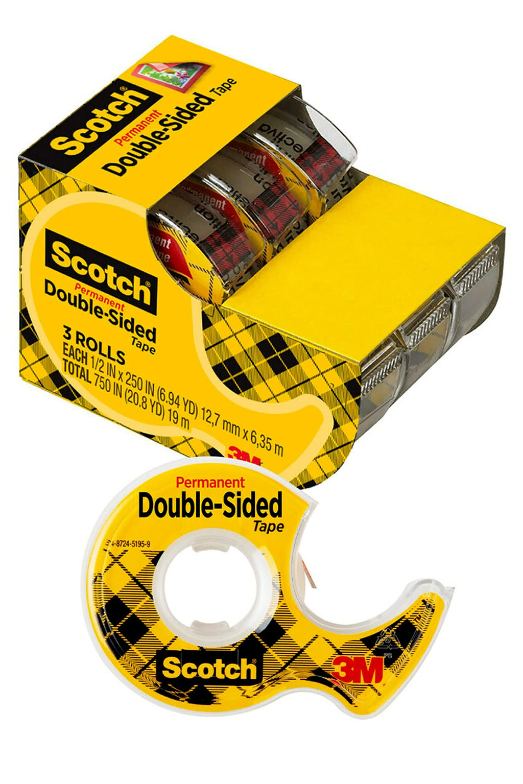 Double. Sided Tape 3 Pack.50X250 in.Roll