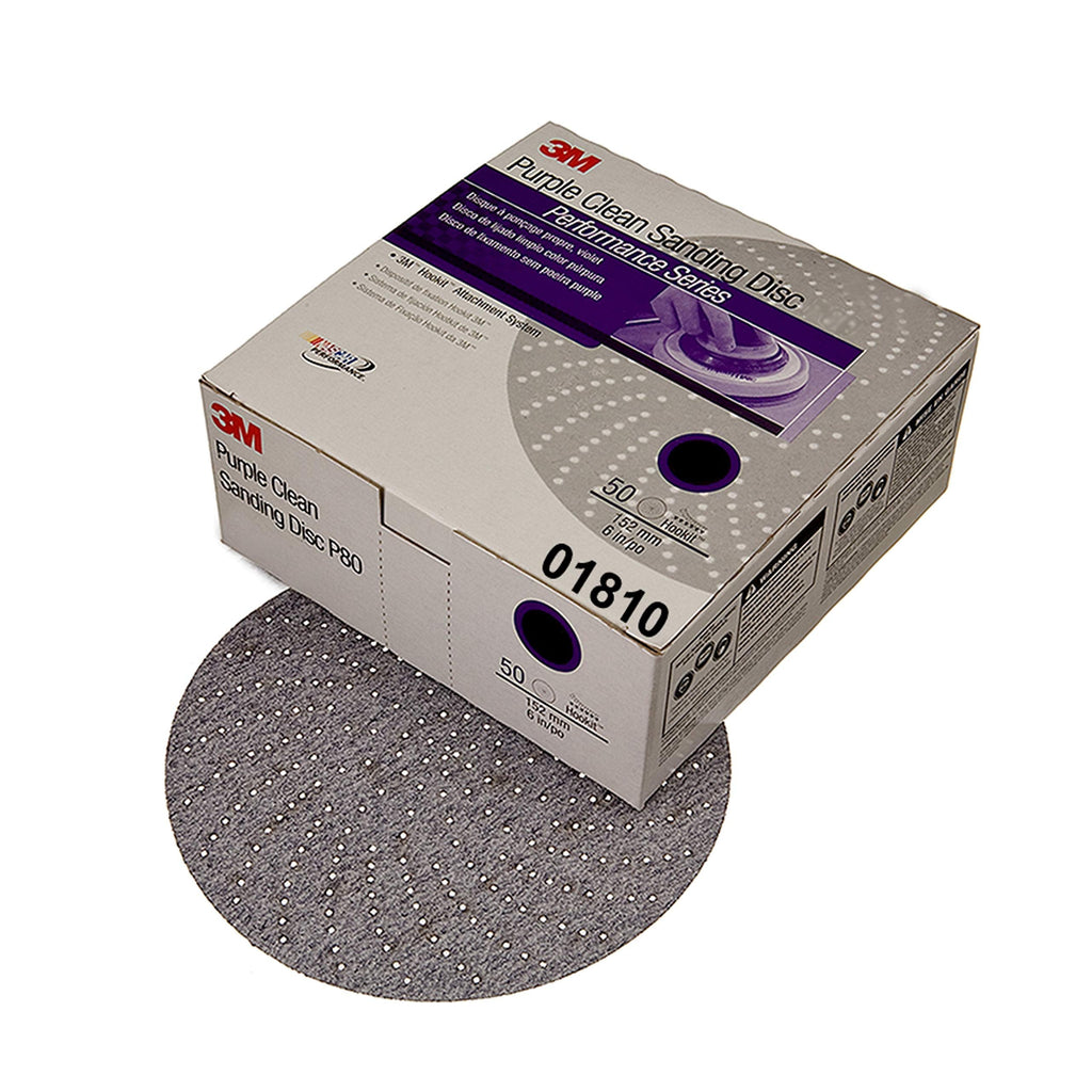 3M 01810 Hookit Purple 6" P500C Grit 334U Clean Sanding Disc 1