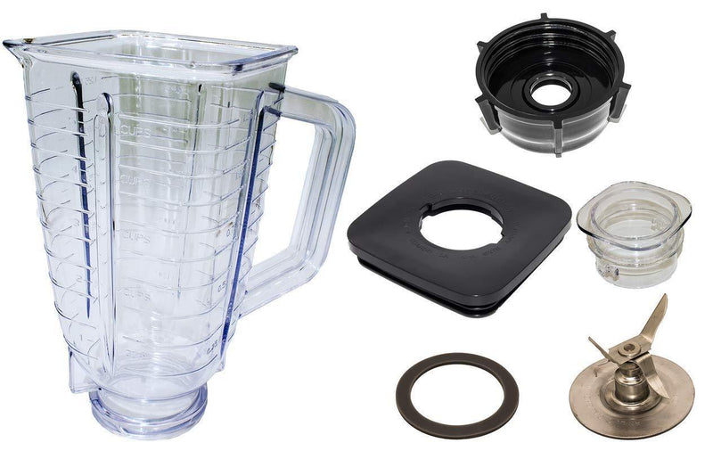 Blendin 5 Cup, Square Top Plastic Blender Jar, Complete, Compatible with Oster and Osterizer Blenders