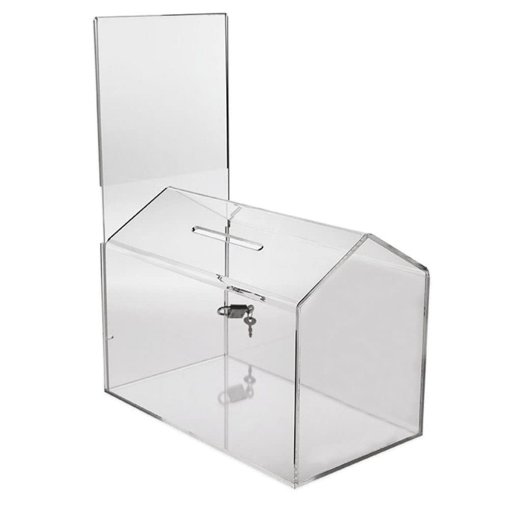 Clear Acrylic House Donation Box with Sign Holder 1 Pack Small