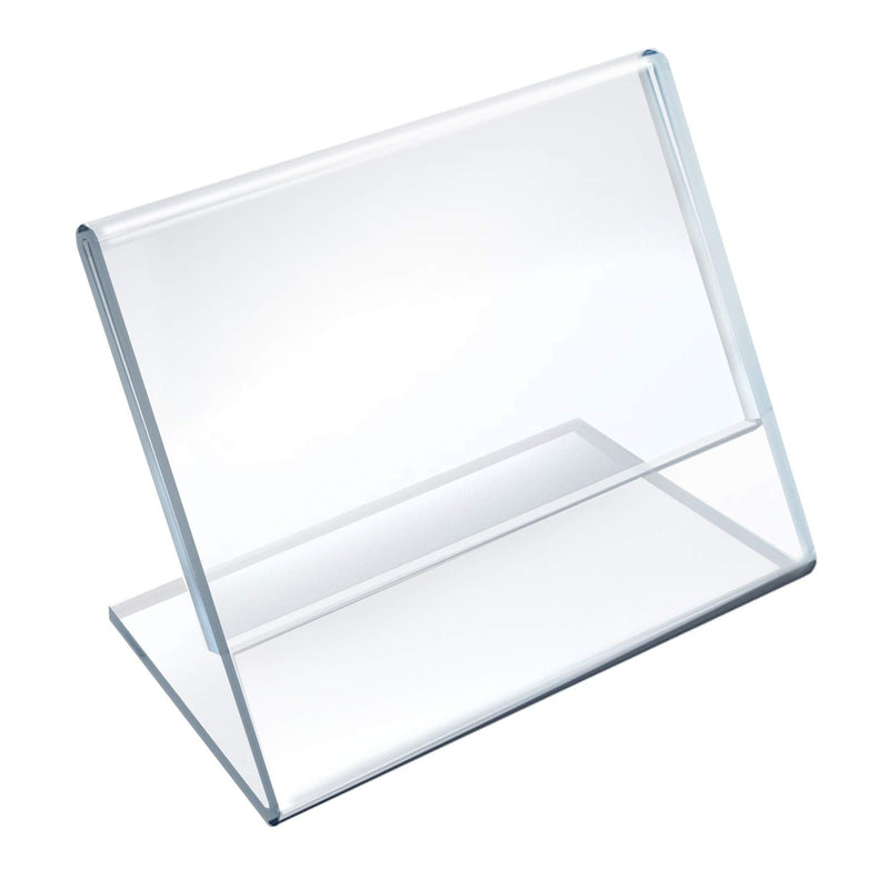 Azar Displays 112740 3-1/2-Inch by 2-1/2-Inch Horizontal Slanted L-Shape Acrylic Sign Holder, 10 Count, Clear 3 .5 in W x 2 .5 in H Horizontal