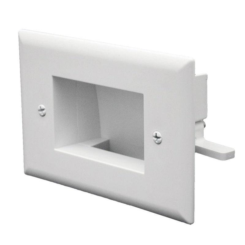 DataComm Electronics 45-0009-WH Easy Mount Recessed Low Voltage Slim Fit Cable Plate - White, 4.88" H x 3.22" W x 1.41" D White - Cable Plate