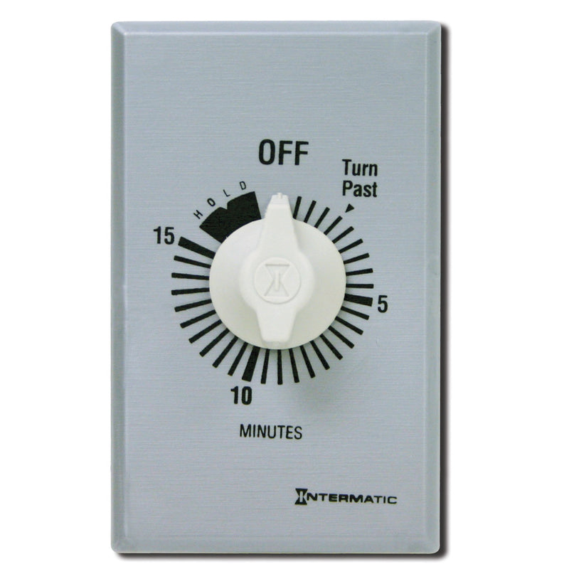 Intermatic FF15MH 15-Minute Spring Loaded Wall Timer, Brushed Metal Finish