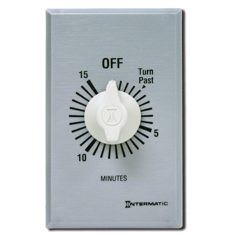 Intermatic FF315M 15-Minute Spring Loaded Wall Timer, Brushed Metal Finish SPDT