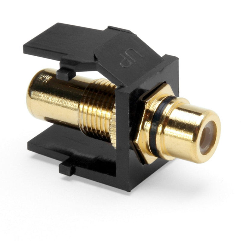 Leviton 40830-BEE QuickPort RCA, Gold-Plated Connector with Black Stripe, Black