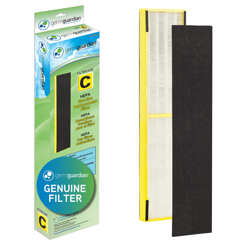 GermGuardian Air Purifier Filter FLT5000 Genuine HEPA Replacement Filter C for AC5000, AC5000E, AC5250PT, AC5350B, AC5350BCA, AC5350W, AC5300B Germ Guardian Air Purifiers , Gray 1 Pack