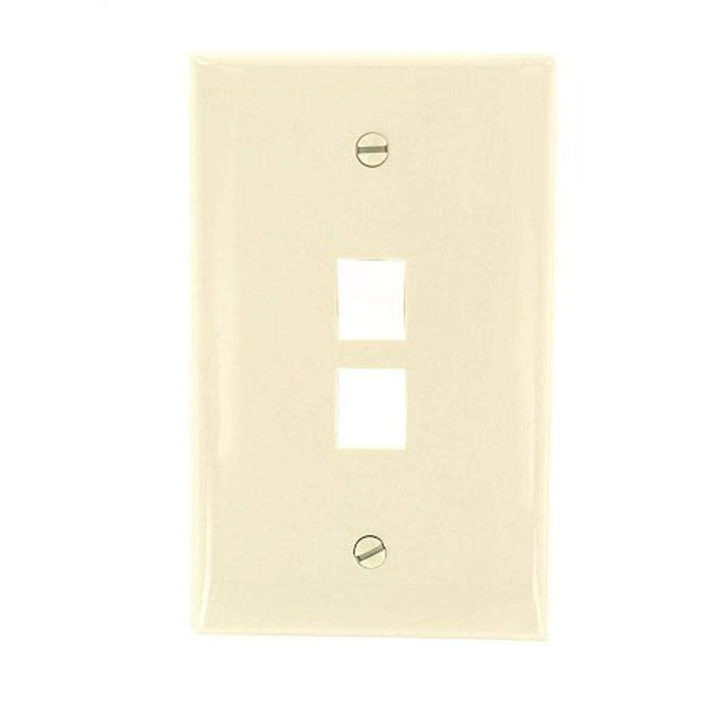 Leviton 41091-2TN QuickPort Midsize Wallplate, Single Gang, 2-Port, Light Almond