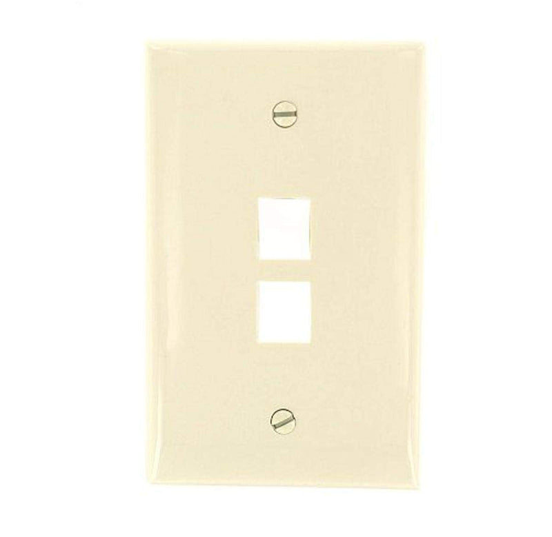 Leviton 41091-2TN QuickPort Midsize Wallplate, Single Gang, 2-Port, Light Almond