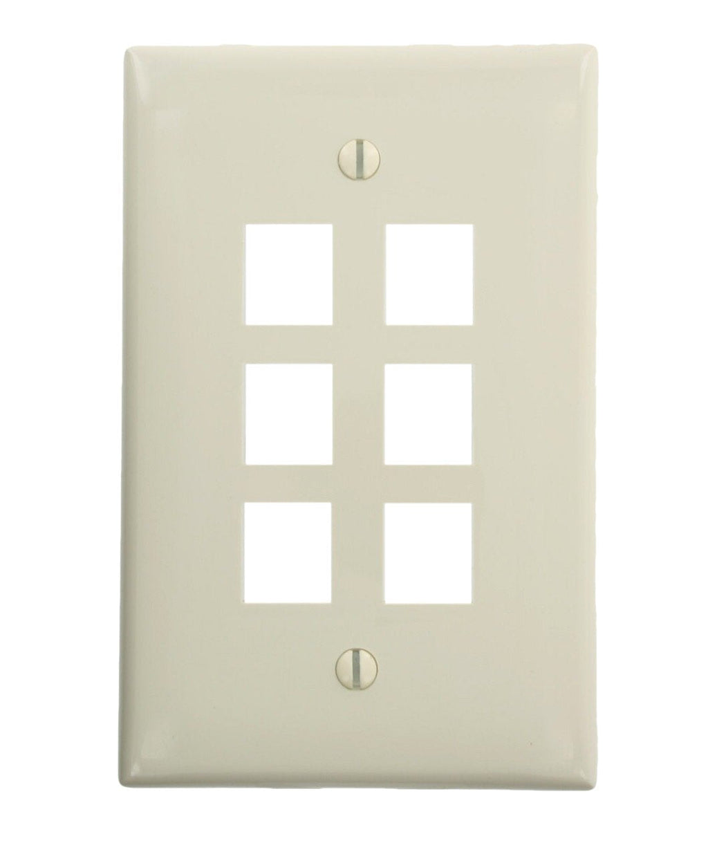 Leviton 41091-6TN QuickPort Midsize Wallplate, Single Gang, 6-Port, Light Almond