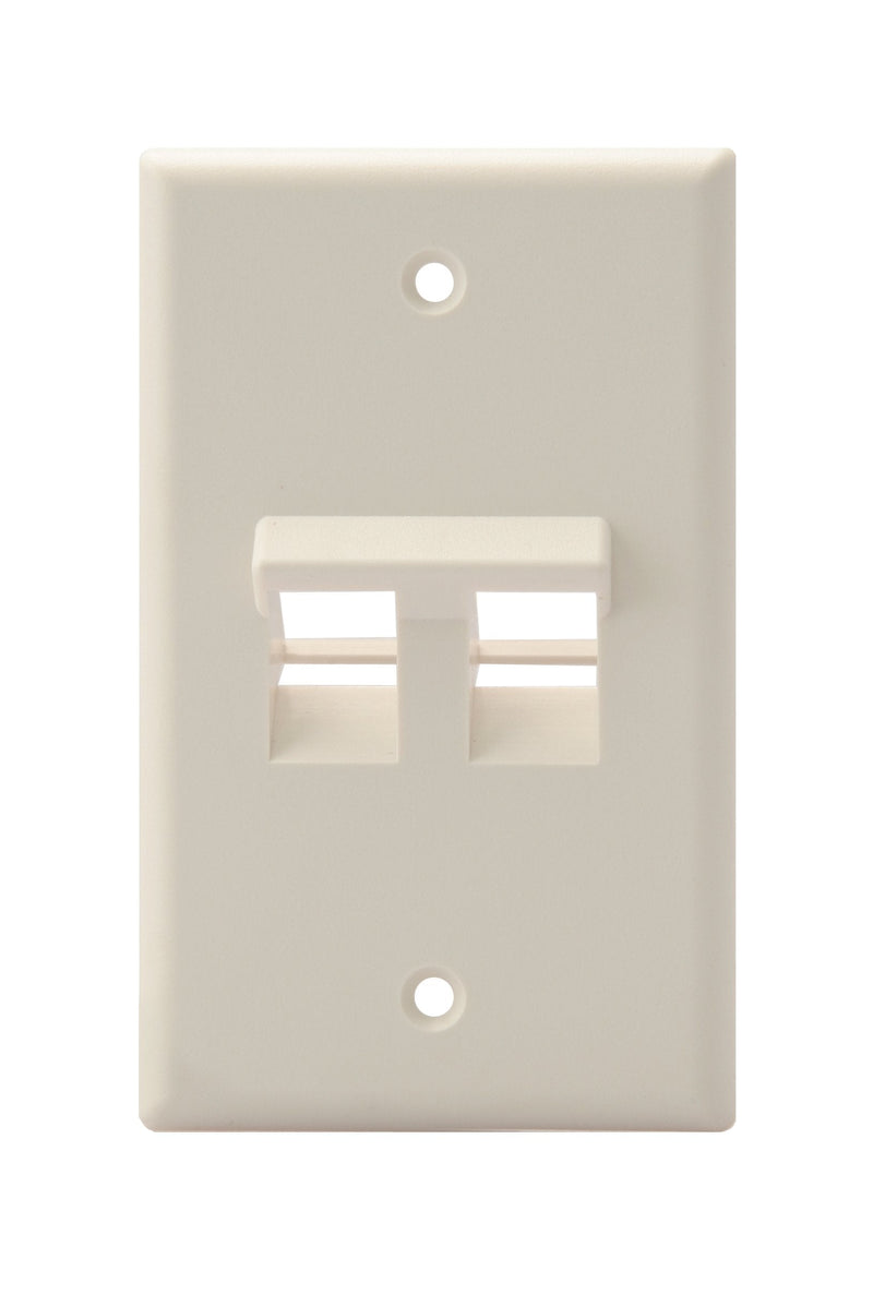 Leviton 41081-2TP Angled QuickPort Wallplate 2-Port, Single Gang, Light Almond