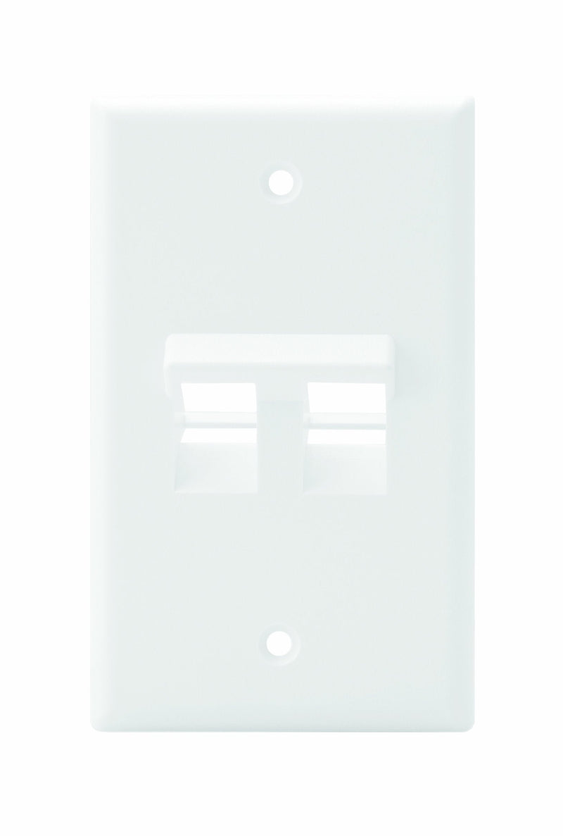 Leviton 41081-2WP Angled QuickPort Wallplate 2-Port, Single Gang, White