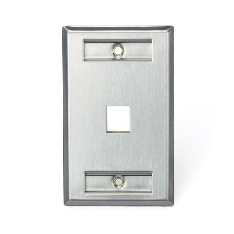 Leviton 43080-1L1 QuickPort Wallplate, Single Gang, 1-Port, Stainless Steel, with Designation Window