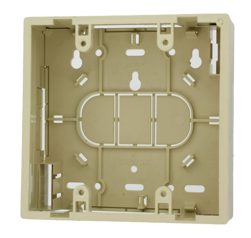 Leviton 42777-2IA Surface Mount Backbox, Dual Gang, Ivory, 1.89"