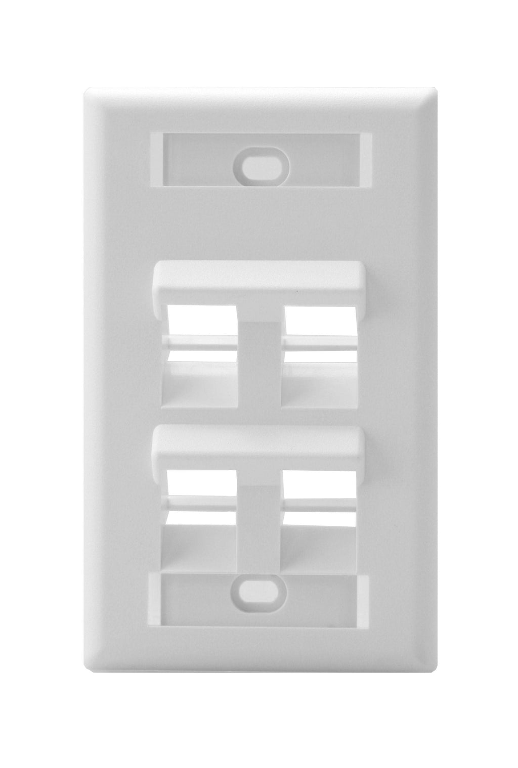 Leviton 42081-4WS 4-Port Angled QuickPort Wallplate with ID Windows, White 4 Port