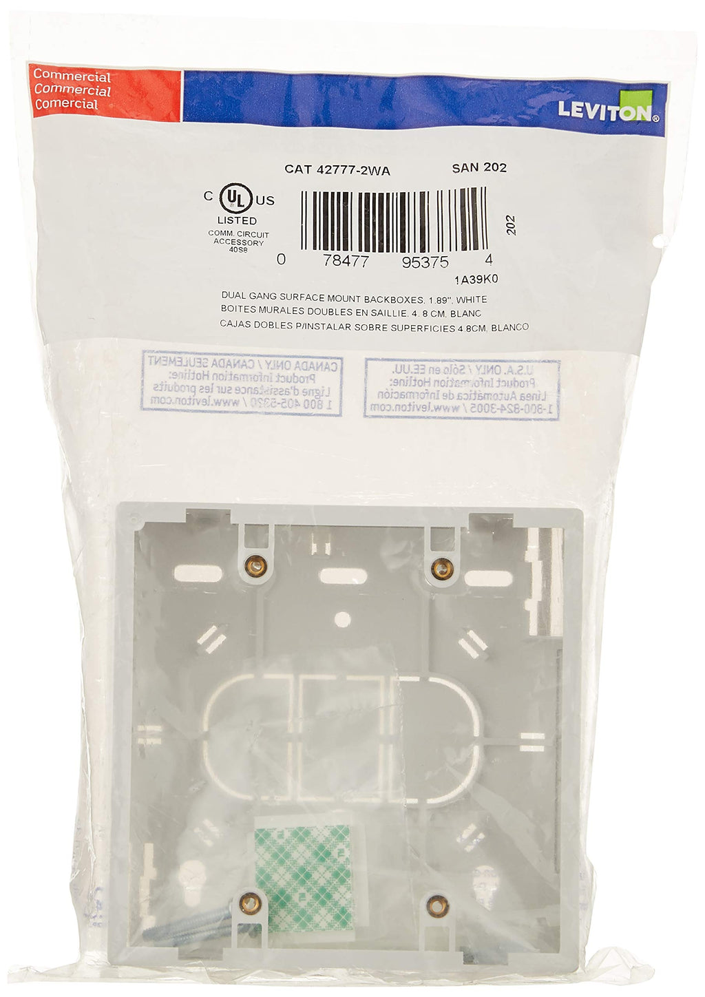 Leviton 42777-2WA Surface Mount Backbox, Dual Gang, White