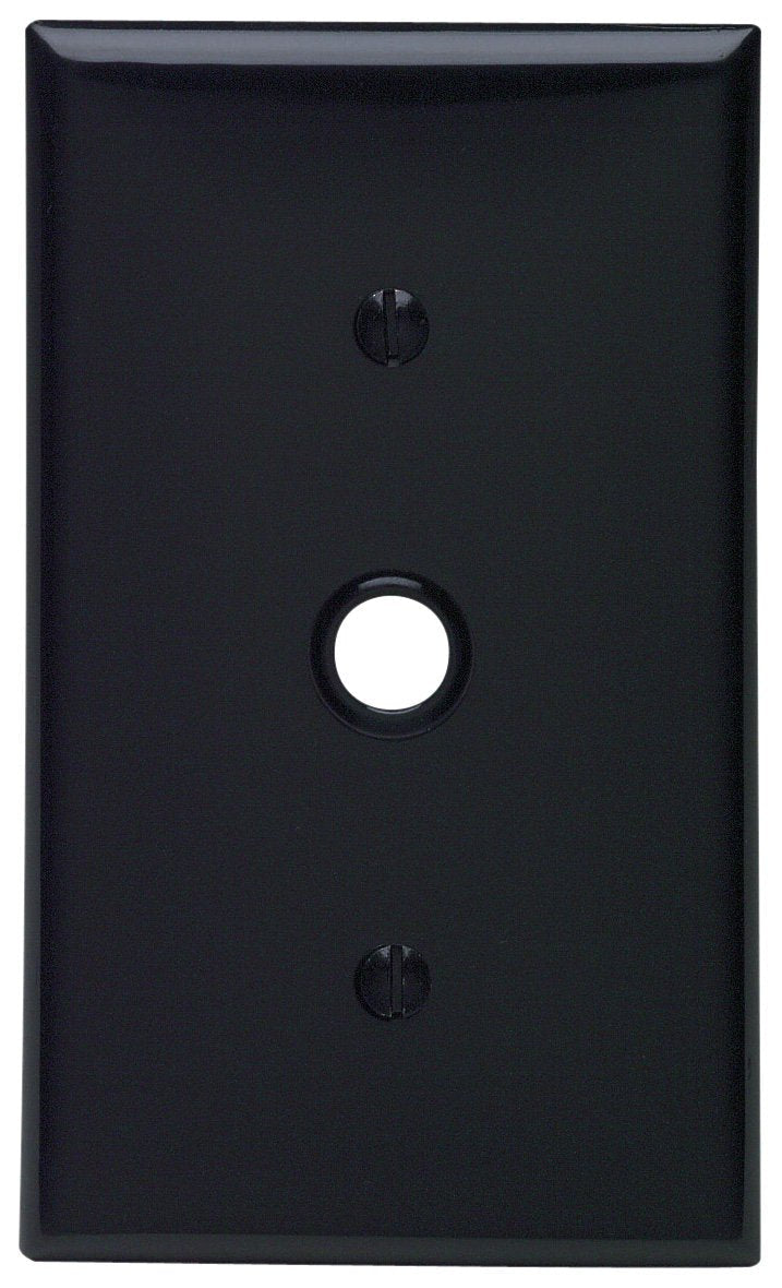 Leviton 80718-E 1-Gang 0.406 Inch Hole Device Telephone/Cable Wallplate, Standard Size, Thermoplastic Nylon, Strap Mount, Black