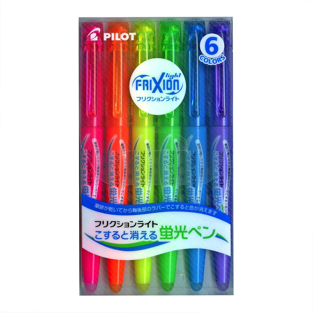 Pilot Frixion Light Fluorescent Ink Erasable Highlighter Pen (Pink / Orange / Yellow / Green / Blue / Violet) (Japan Import) Blue/Green/Orange/Pink/Yellow