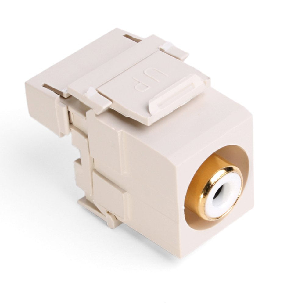 Leviton 40735-RWT QuickPort RCA 110-Type, White Barrel, Light Almond