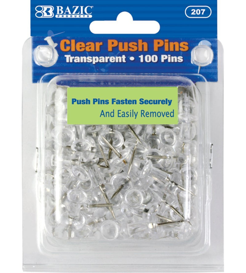 BAZIC Transparent Push Pins, Clear, 100 Per Pack (packaging may vary) 1