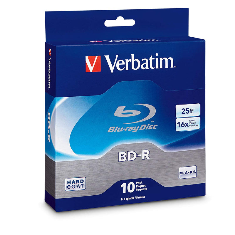 Verbatim BD-R 25GB 16X Blu-ray Recordable Media Disc - 10 Pack Spindle - 97238 10pk Spindle