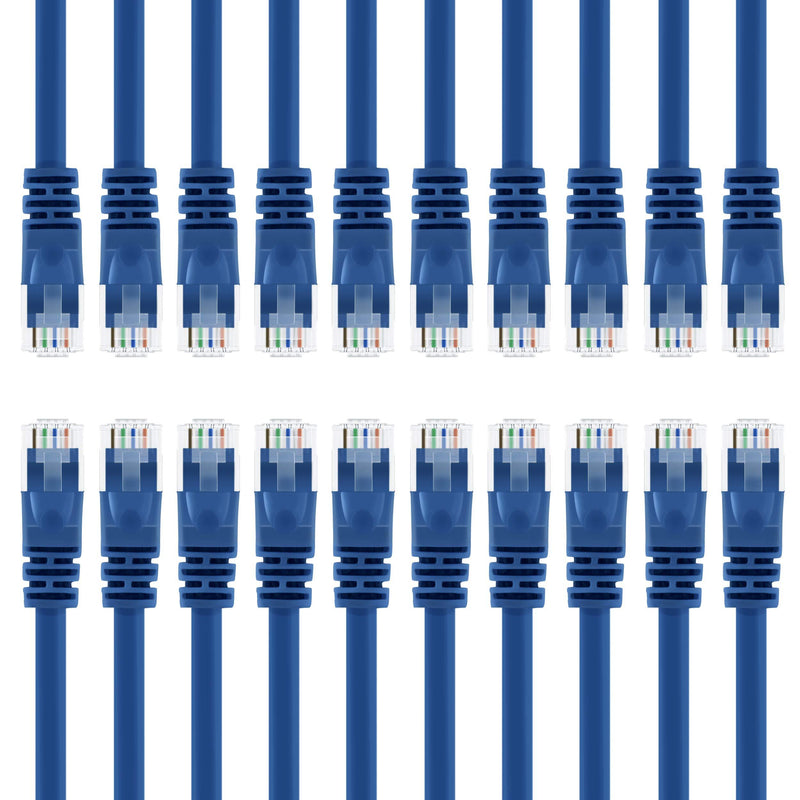 GearIT 20 Pack, Cat 6 Ethernet Cable Cat6 Snagless Patch 1 Foot - Computer LAN Network Cord, Blue 1 Foot (20-Pack)