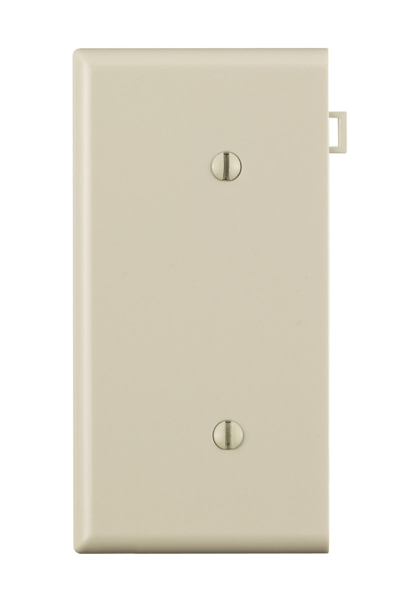 Leviton PSE14-T 1-Gang No Device Blank Wallplate, Sectional, Thermoplastic Nylon, Strap Mount, End Panel, Light Almond