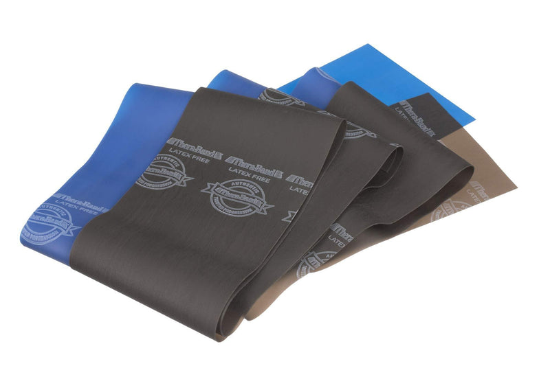 TheraBand 20381 Non-Latex Exercise Band Active Recovery Kits, Blue/Black - Advanced Set Blue-black