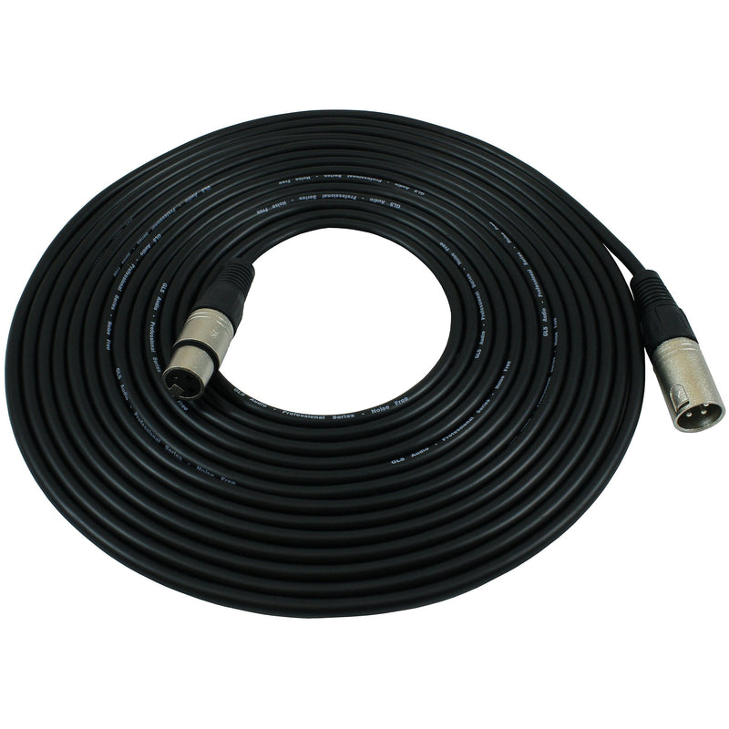 GLS Audio 25 foot Mic Cable Patch Cords - XLR Male to XLR Female Black Microphone Cables - 25' Balanced Mic Snake Cord - Single 25 Foot Cable