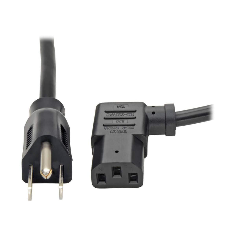 Tripp Lite Standard Computer Power Cord 10A,18AWG (NEMA 5-15P to Left Angle IEC-320-C13) 6-ft.(P006-006-13LA),Black 6 ft. Left Angle