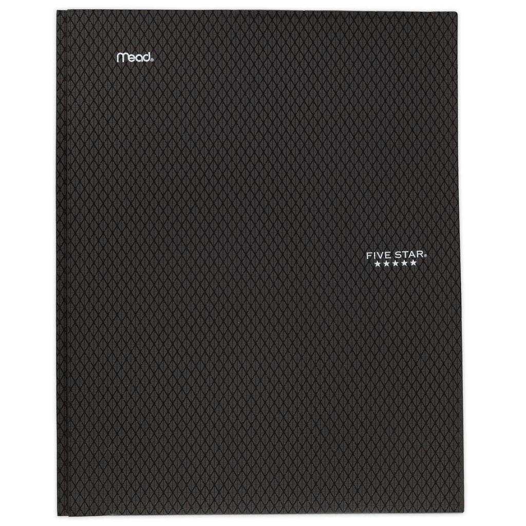 Five Star 2-Pocket Folder, Stay-Put Folder, Plastic Colored Folders with Pockets & Prong Fasteners for 3-Ring Binders, Great for Home School Supplies & Home Office, 11” x 8-1/2, Black (72113)