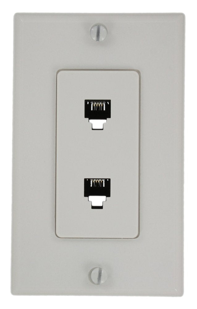 Leviton 40144-W Decora Telephone Wall Jack Assembly, White