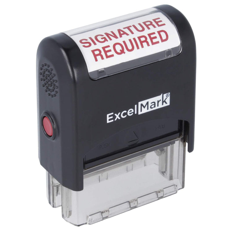 Signature Required Self Inking Rubber Stamp - Red Ink