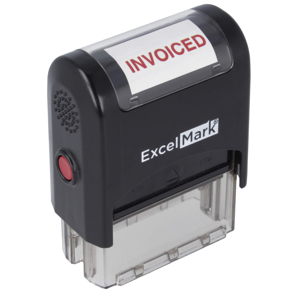 INVOICED Self Inking Rubber Stamp - Red Ink