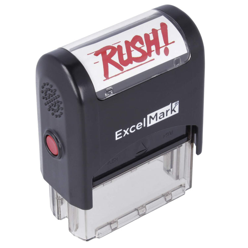 Rush Self Inking Rubber Stamp - Red Ink