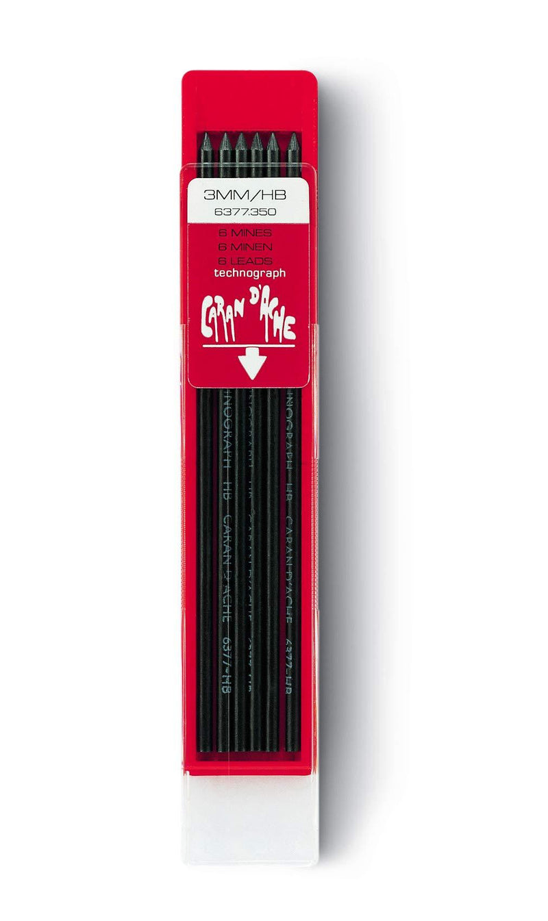 Caran D'ache Refills Technograph 3mm HB Pencil Leads, 6 per Pack (CA-6377350)