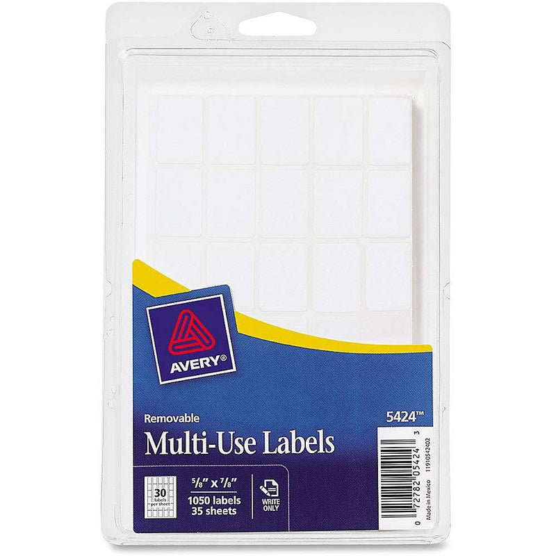 Avery 05424 Removable Multi-Use Labels, Handwrite Only, 5/8 x 7/8, White, 1050/Pack