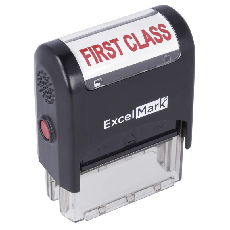 First Class Self Inking Rubber Stamp - Red Ink