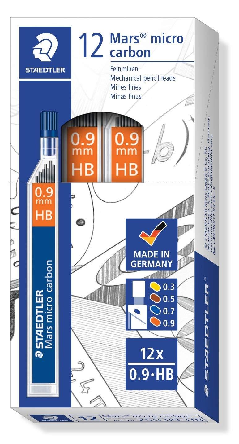 Staedtler Mars Micro Carbon 250 09 0.9mm HB Mechanical Pencil Lead (Pack of 12)