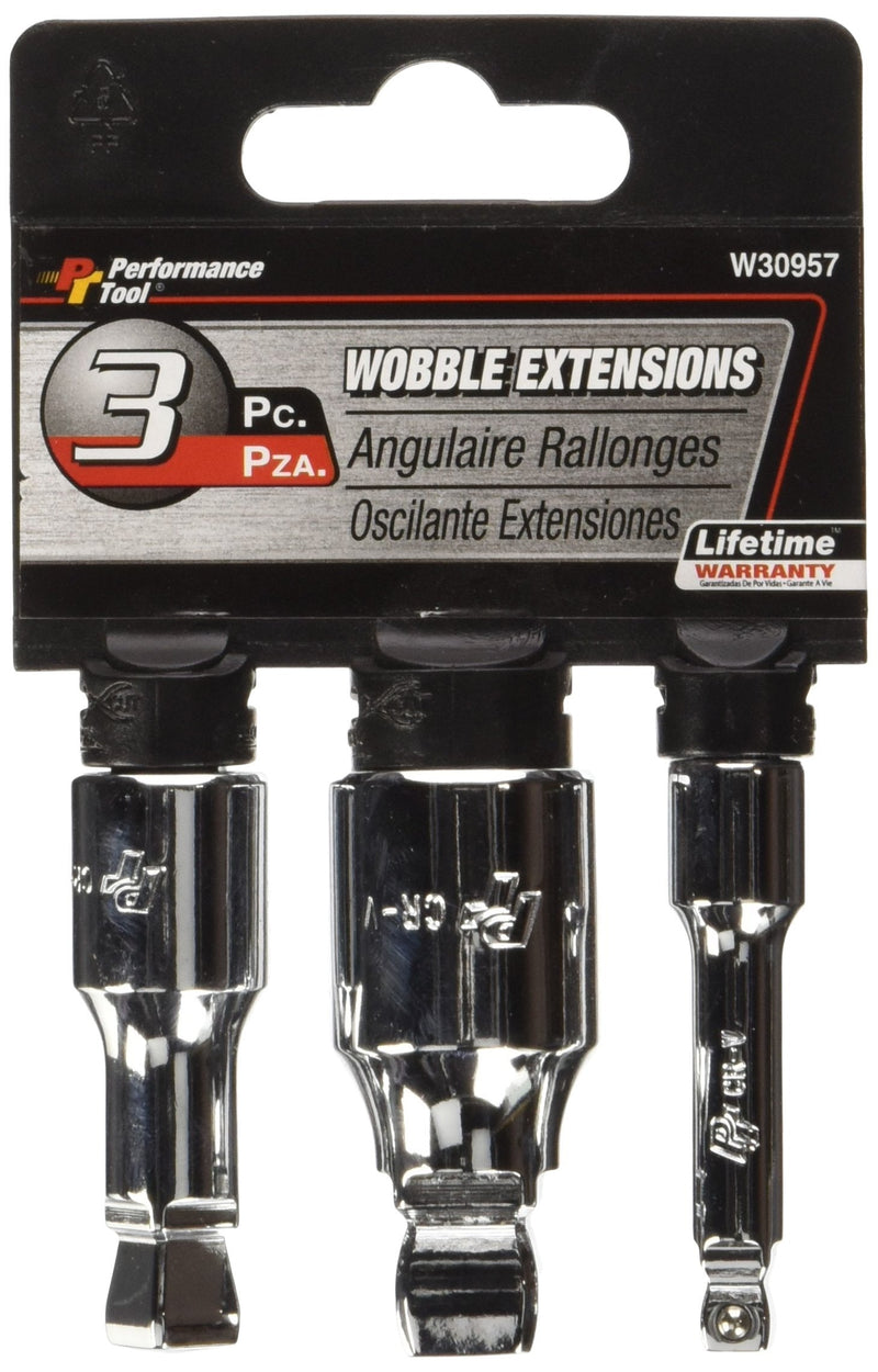 Performance Tool W30957 Performance Tool 3-Piece 2-Inch Wobble 1/4-Inch, 3/8-Inch, 1/2-Inch 3pc Wobble Extensions (1/4, 3/8 & 1/2")