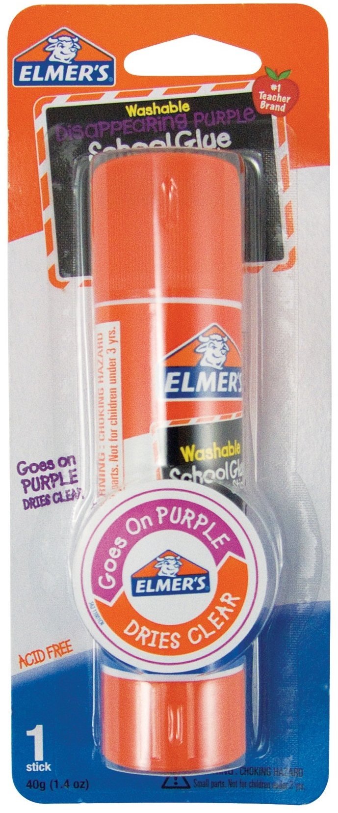 Elmer's Glue Stick (E579), Disappearing Purple, 3 Sticks Jumbo Stick 1 Count