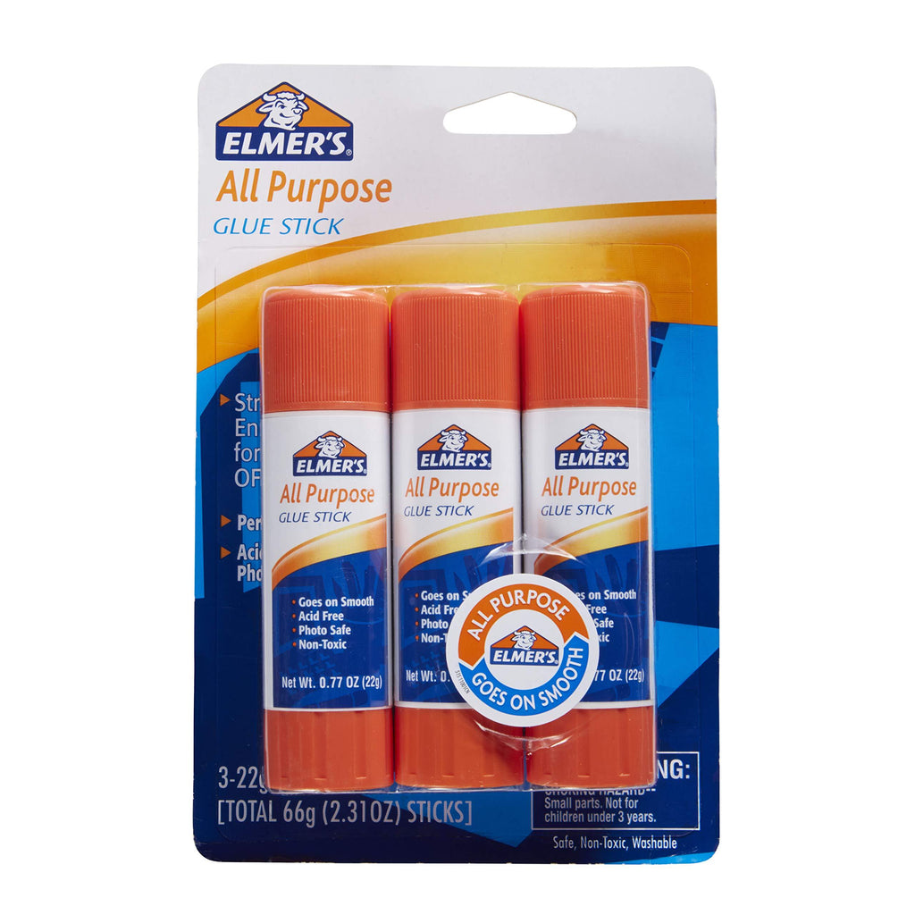 Elmer's All Purpose Glue Sticks, 0.77 Ounce, 3 Count Large Stick