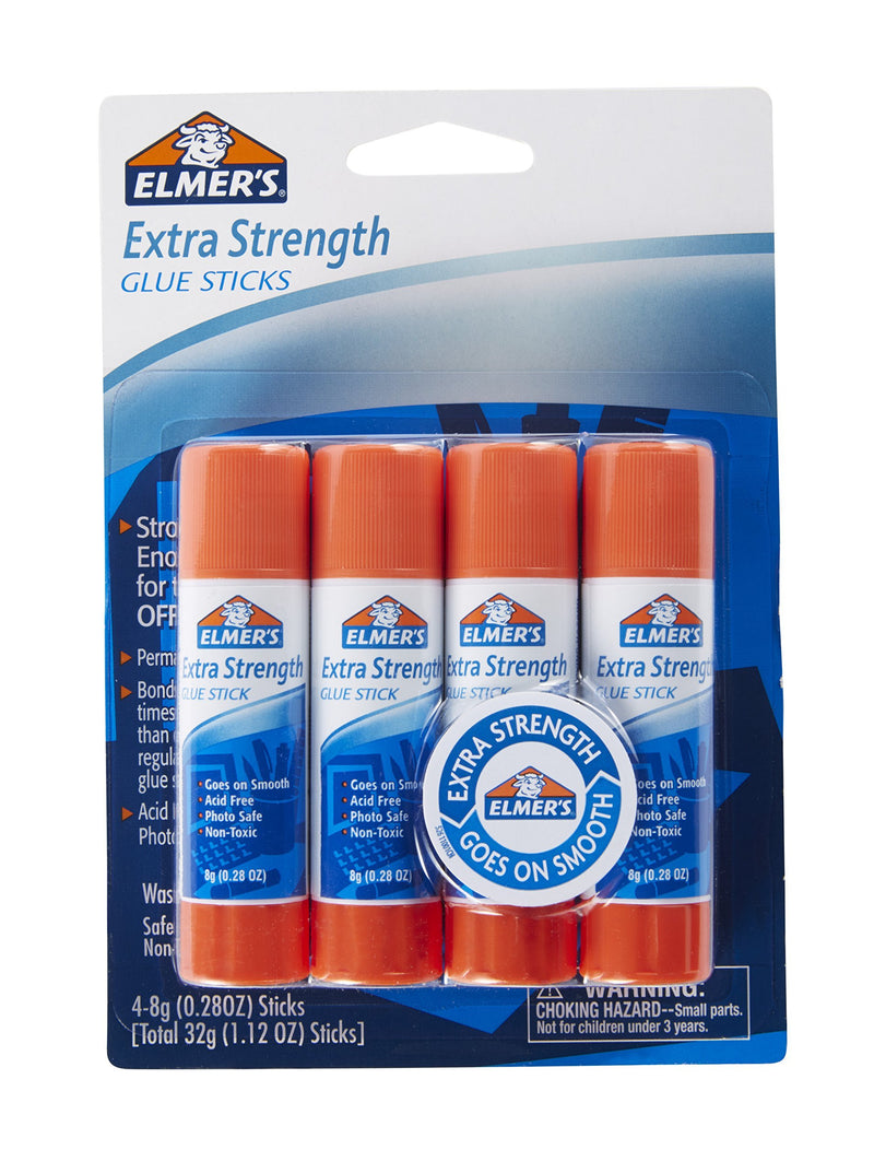 Elmer's-E5010 Extra Strength Glue Sticks, 0.28 Ounces, 4 Count Standard Stick