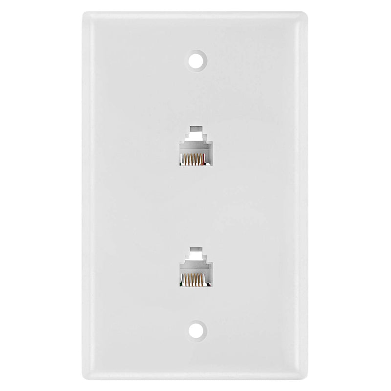 Cmple - Double RJ11 Connector with 6 Conductors Phone Wall Plate Jack 6P6C Telephone Dual Jack Wallplate with Screws Single 6P6C Dual