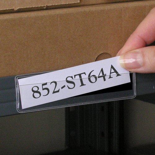 StoreSMART - Clear Plastic Shelf Tag/Label Holder - Magnetic Back - 1" x 4" - Open Long Side - 25-Pack - PESPC2432LM-25