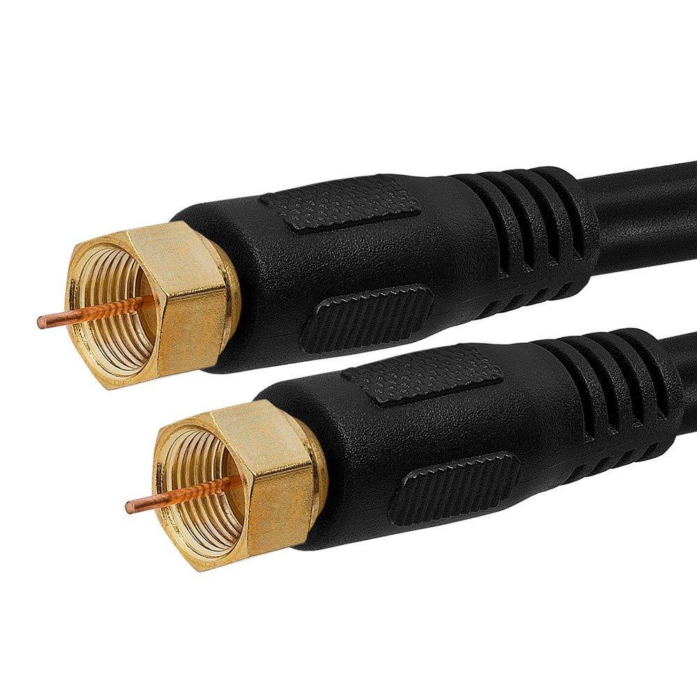 Cmple Digital Coaxial Cable F-Type Male RG6 Coax Digital Audio Video with F Connector Pin Satellite Cord - 3 Feet Black 3FT